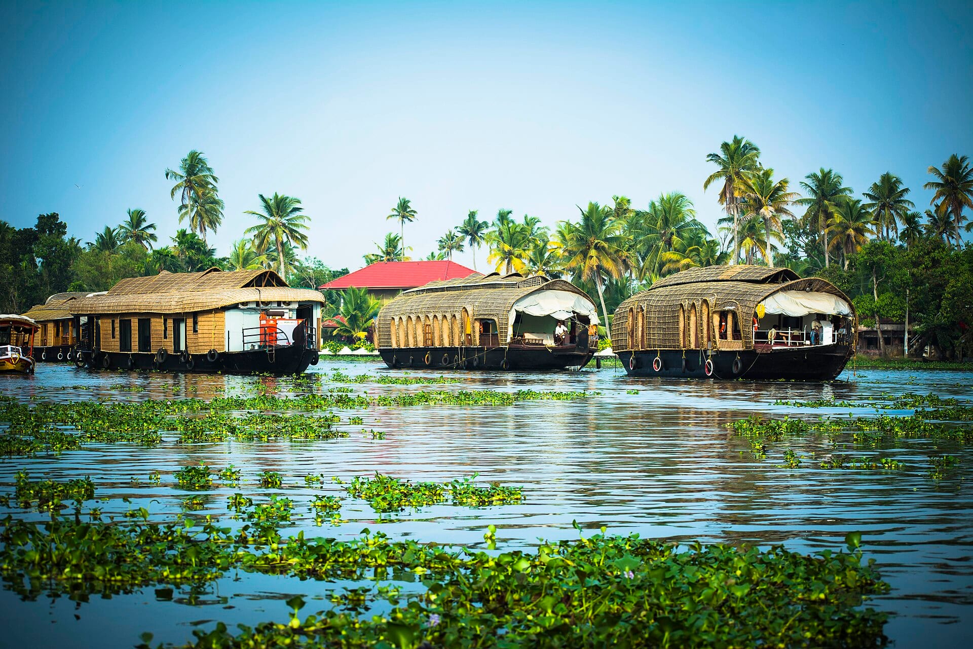 A houseboat moored on the Alleppey backwaters