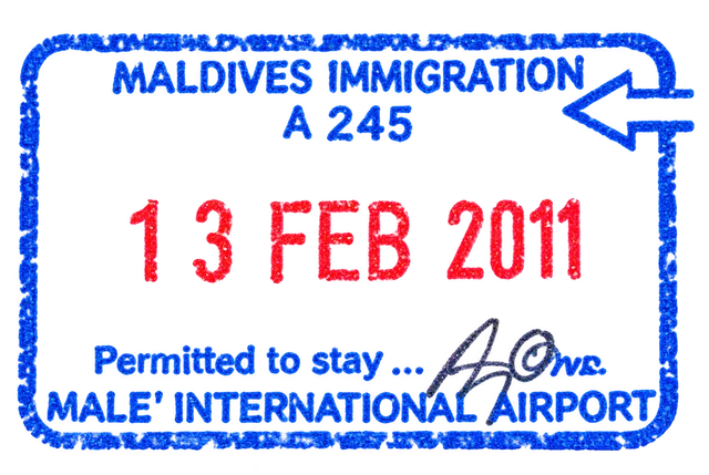 Maldives entry passport stamp