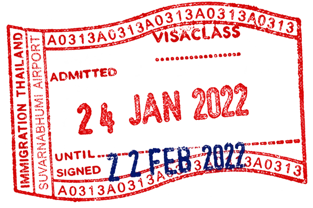 Thailand entry stamp for 24 Jan 2022 at Suvarnabhumi Airport, on a Turkish passport